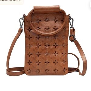 Latico Tan Leather Crossbody Bag with Cutout Design
